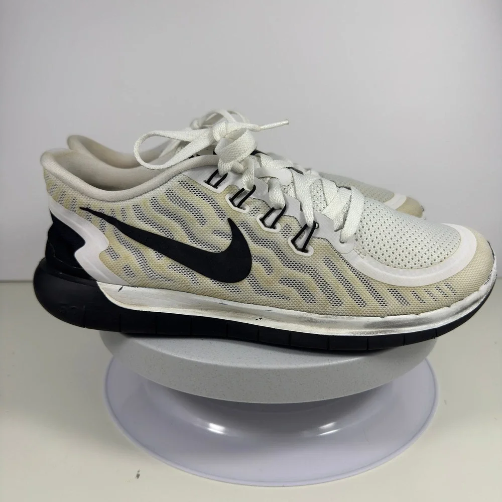 Nike Men Sneakers Free 5.0 Mesh Running Lightweight White‎ Black US 11